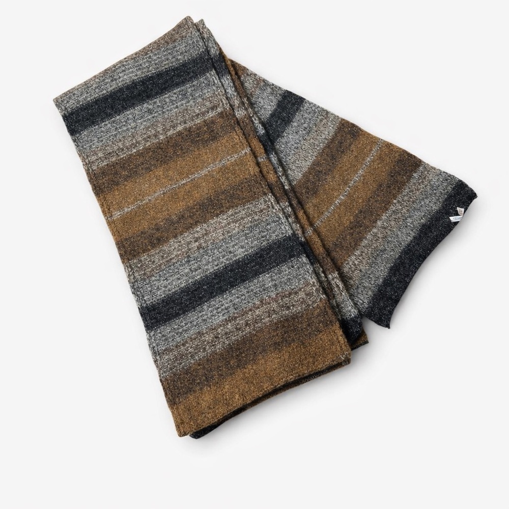 Peresteso Wool Blend Handwoven Italian Scarf Earth Tone Striped Cozy Wrap
